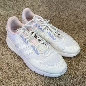 EUC adidas women’s size 11 ZX white, lilac & pink sneakers